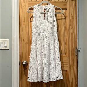 White House Black Market Cream Halter A-Line Sundress